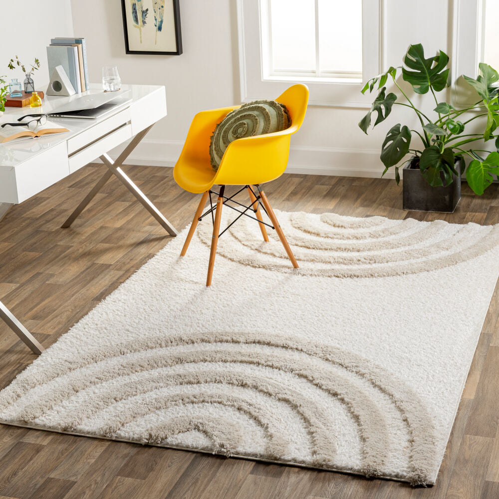 Surya Hudson Shag HDS-2308 Cream Modern Machine Woven Rug