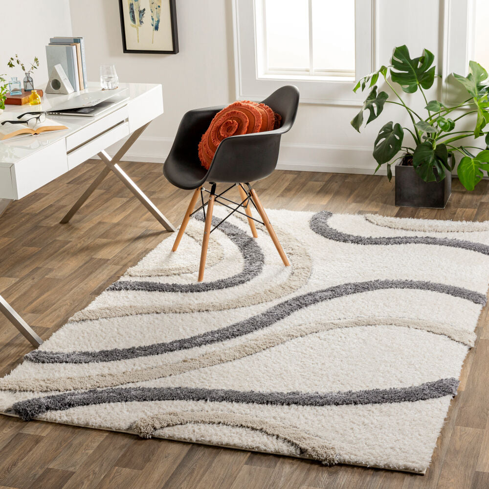 Surya Hudson Shag HDS-2313 Cream Modern Machine Woven Rug