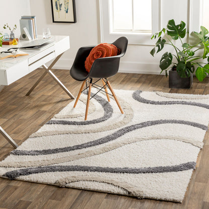 Surya Hudson Shag HDS-2313 Cream Modern Machine Woven Rug