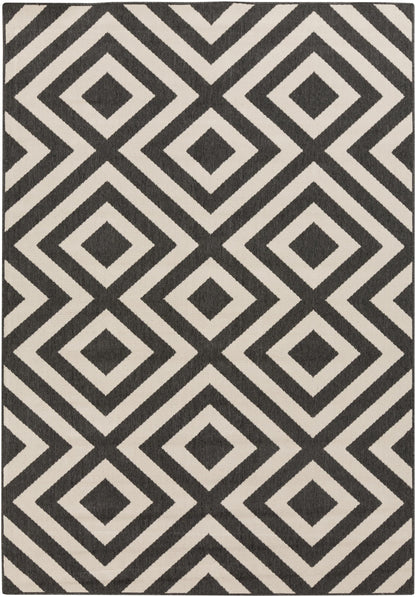 Surya Alfresco ALF-9639 Black Modern Machine Woven Rug