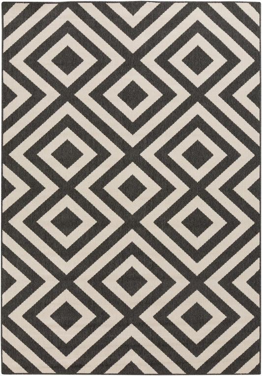 Surya Alfresco ALF-9639 Black Modern Machine Woven Rug