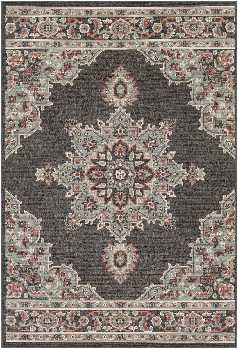 Surya Alfresco ALF-9671 Black Traditional Machine Woven Rug