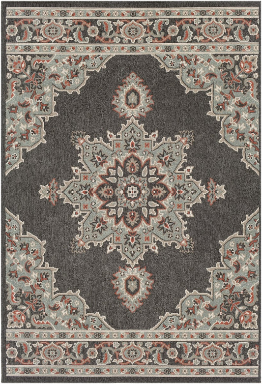 Surya Alfresco ALF-9671 Black Traditional Machine Woven Rug