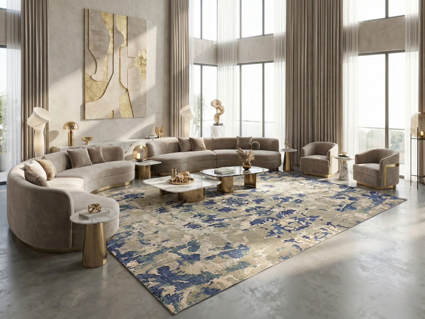 Artisan Mary  Silver Eggplant Contemporary Knotted Rug