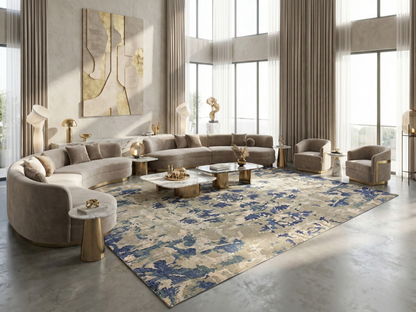 Artisan Mary  Silver Eggplant Contemporary Knotted Rug