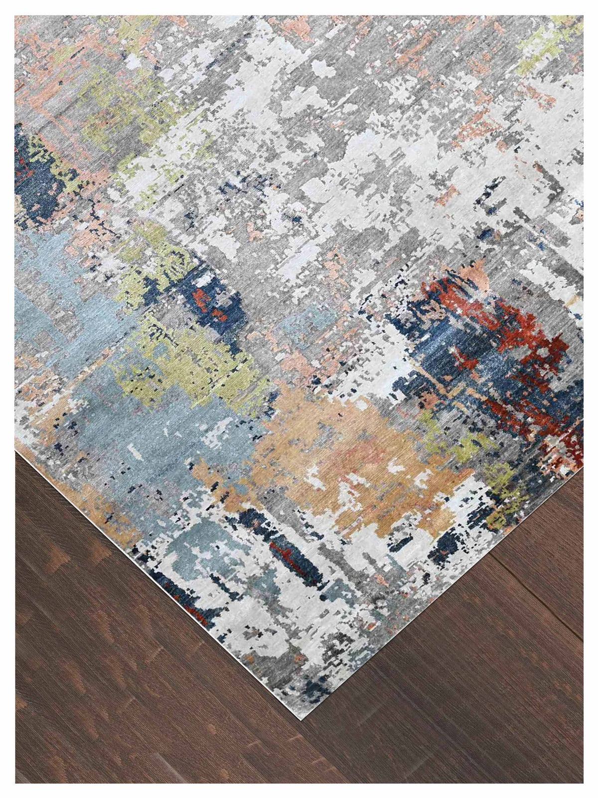 Toni Rug Artisan Toni Silver Multi Contemporary Knotted Rug – Atlanta Designer Rugs