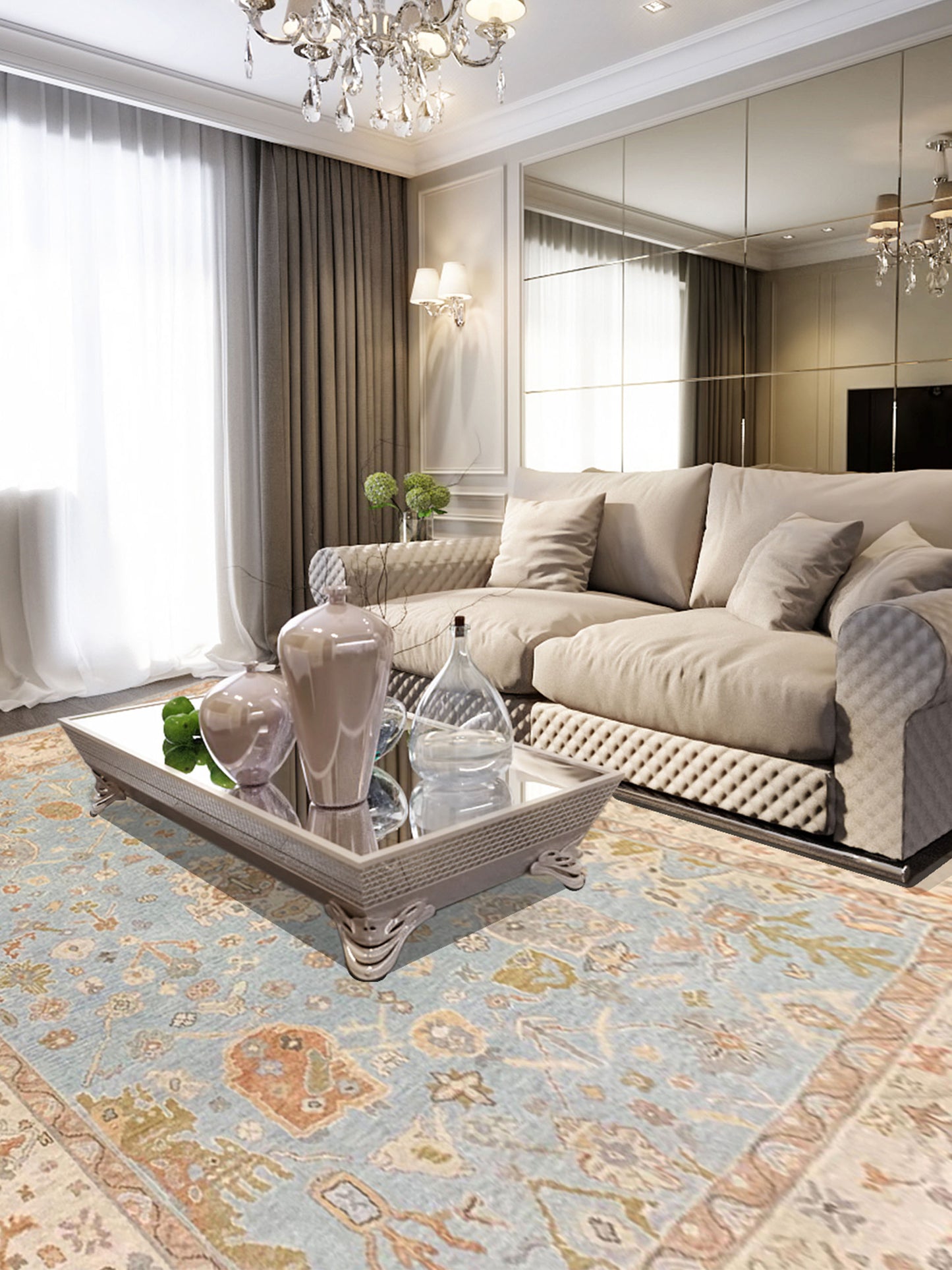 Artisan Julie Lt.Blue Beige Transitional Knotted Rugs