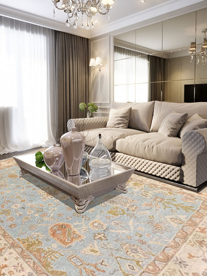 Artisan Julie Lt.Blue Beige Transitional Knotted Rugs