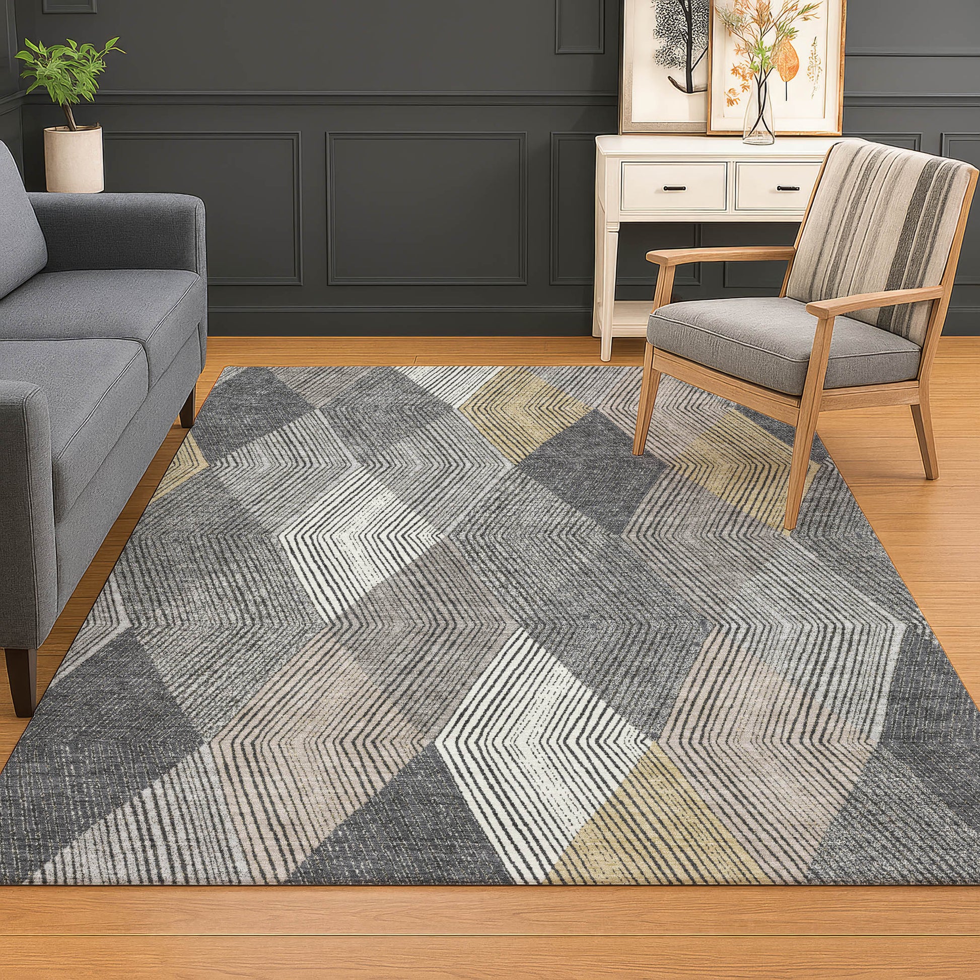 Dalyn Rugs The Reserve  Charcoal  Geometric