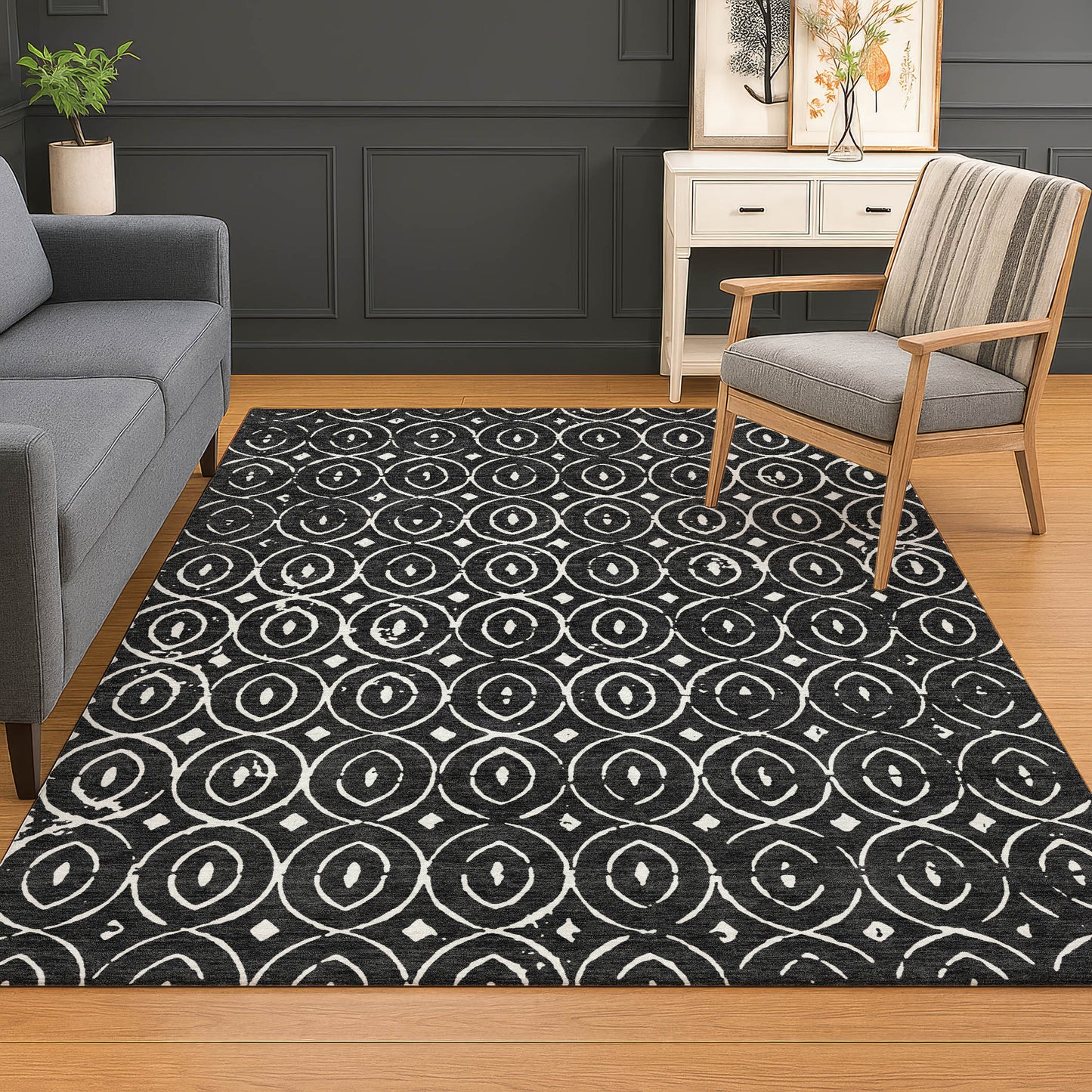 Dalyn Rugs The Reserve  Black  Geometric