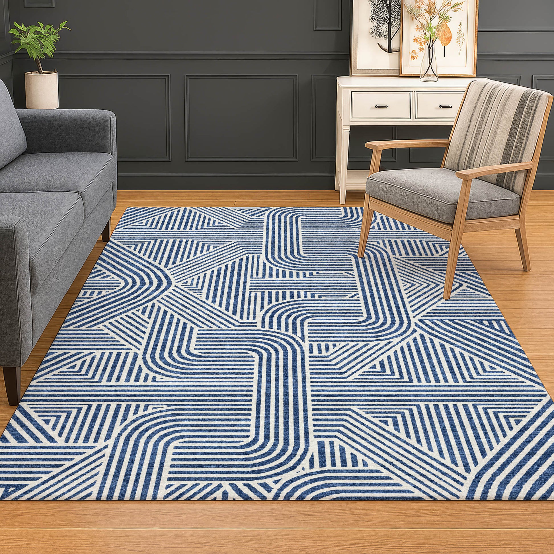Dalyn Rugs The Reserve  Navy  Geometric