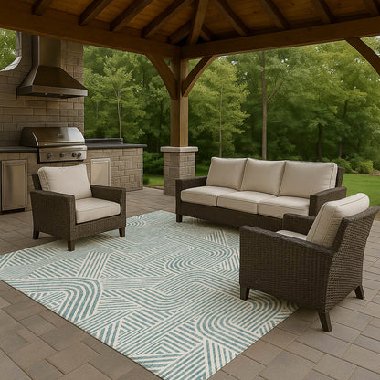 Dalyn Rugs The Reserve  Teal  Geometric