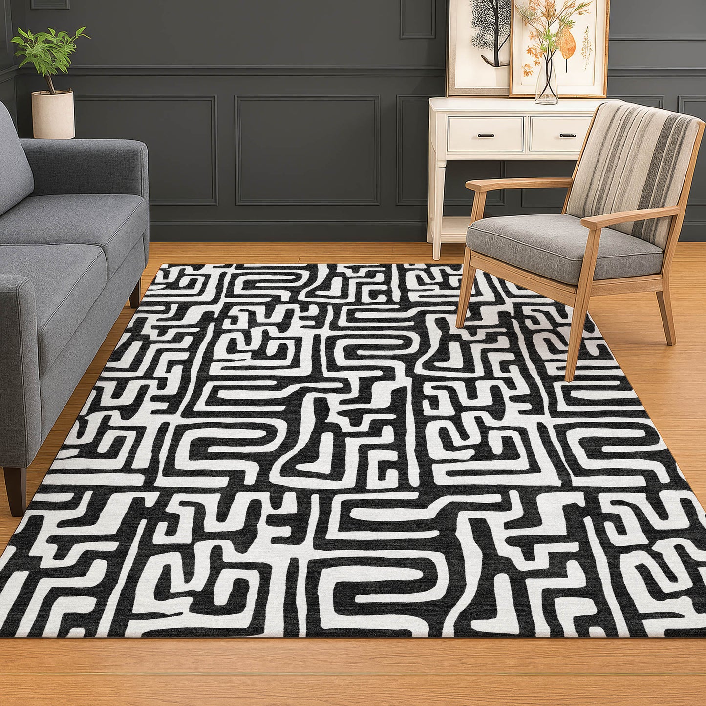 Dalyn Rugs The Reserve  Black  Geometric
