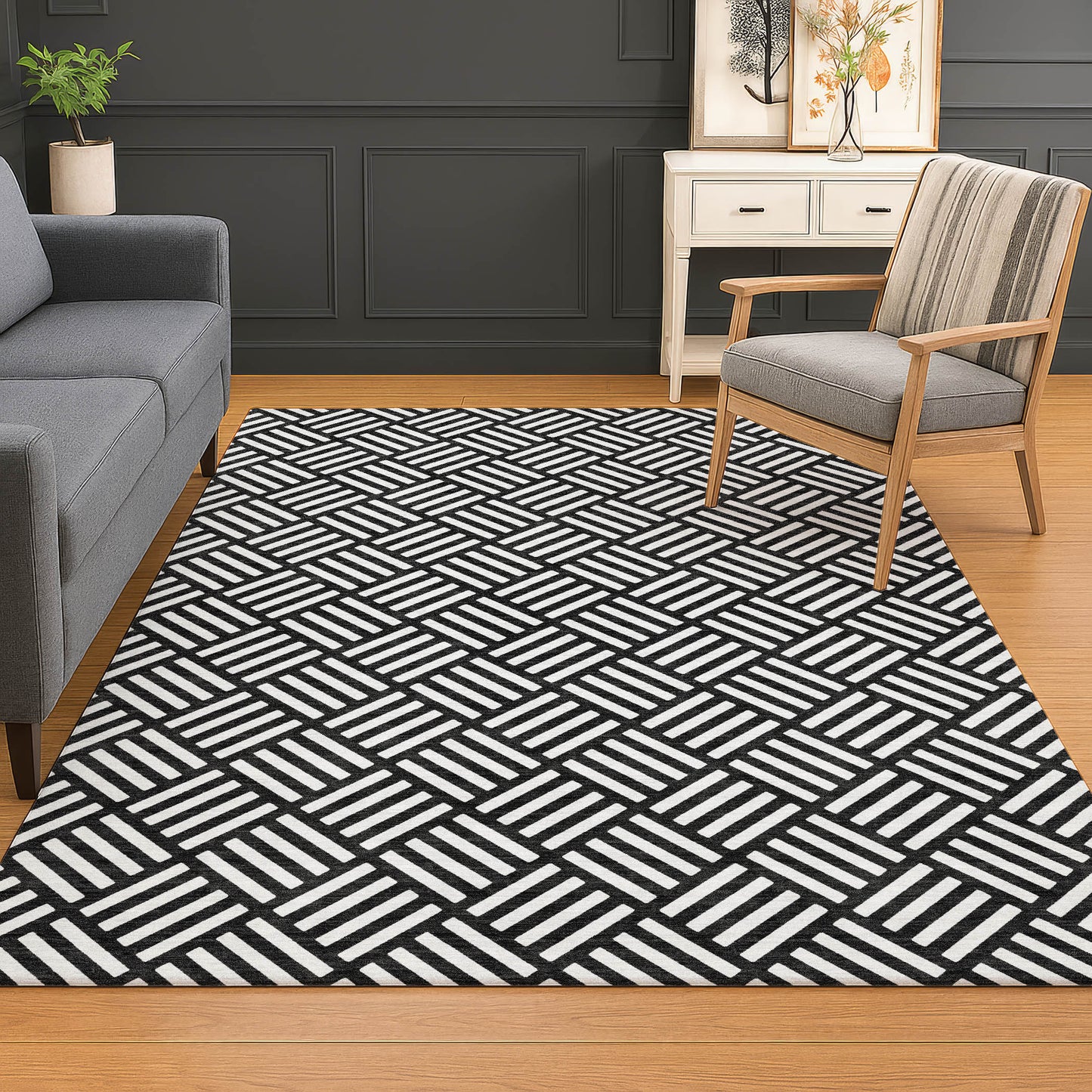 Dalyn Rugs The Reserve  Black  Geometric