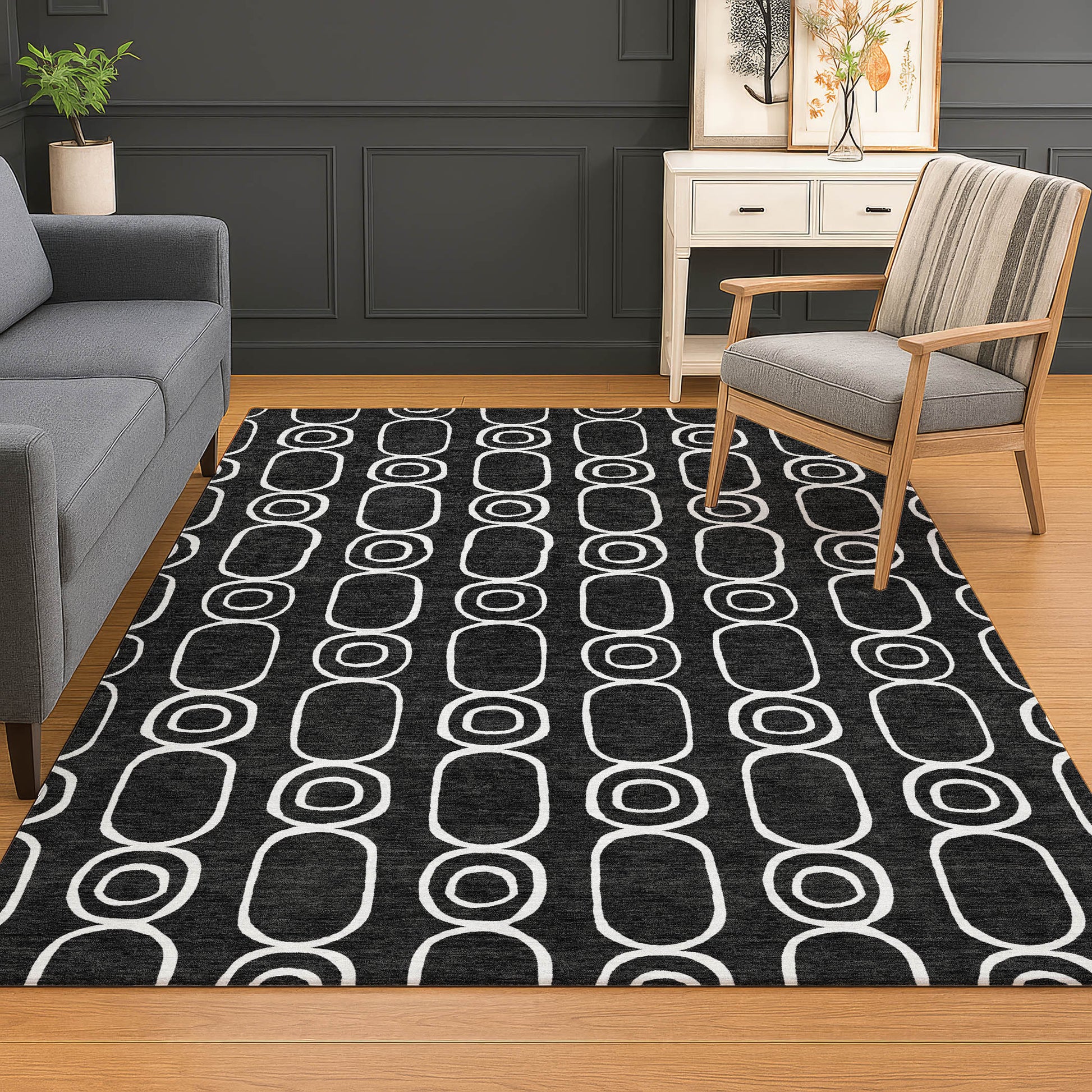 Dalyn Rugs The Reserve  Black  Geometric