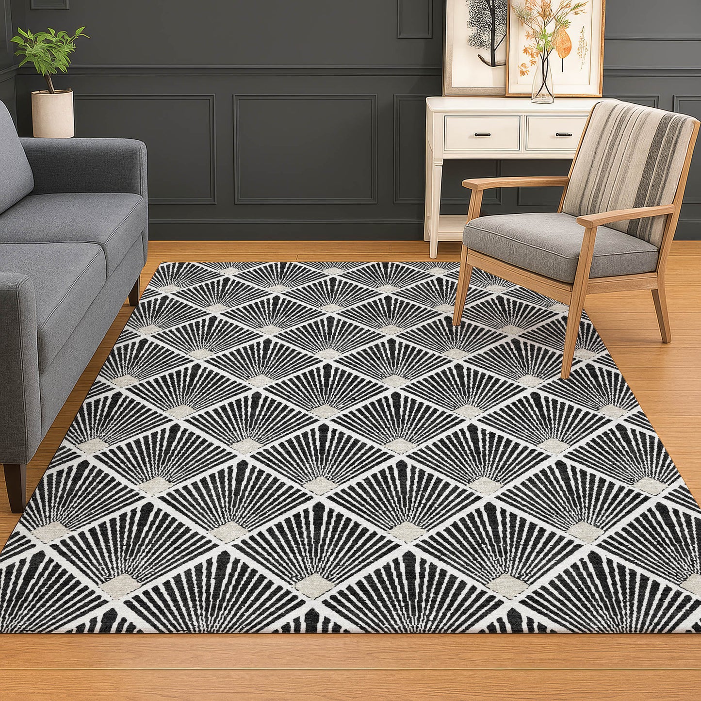 Dalyn Rugs The Reserve  Black  Geometric