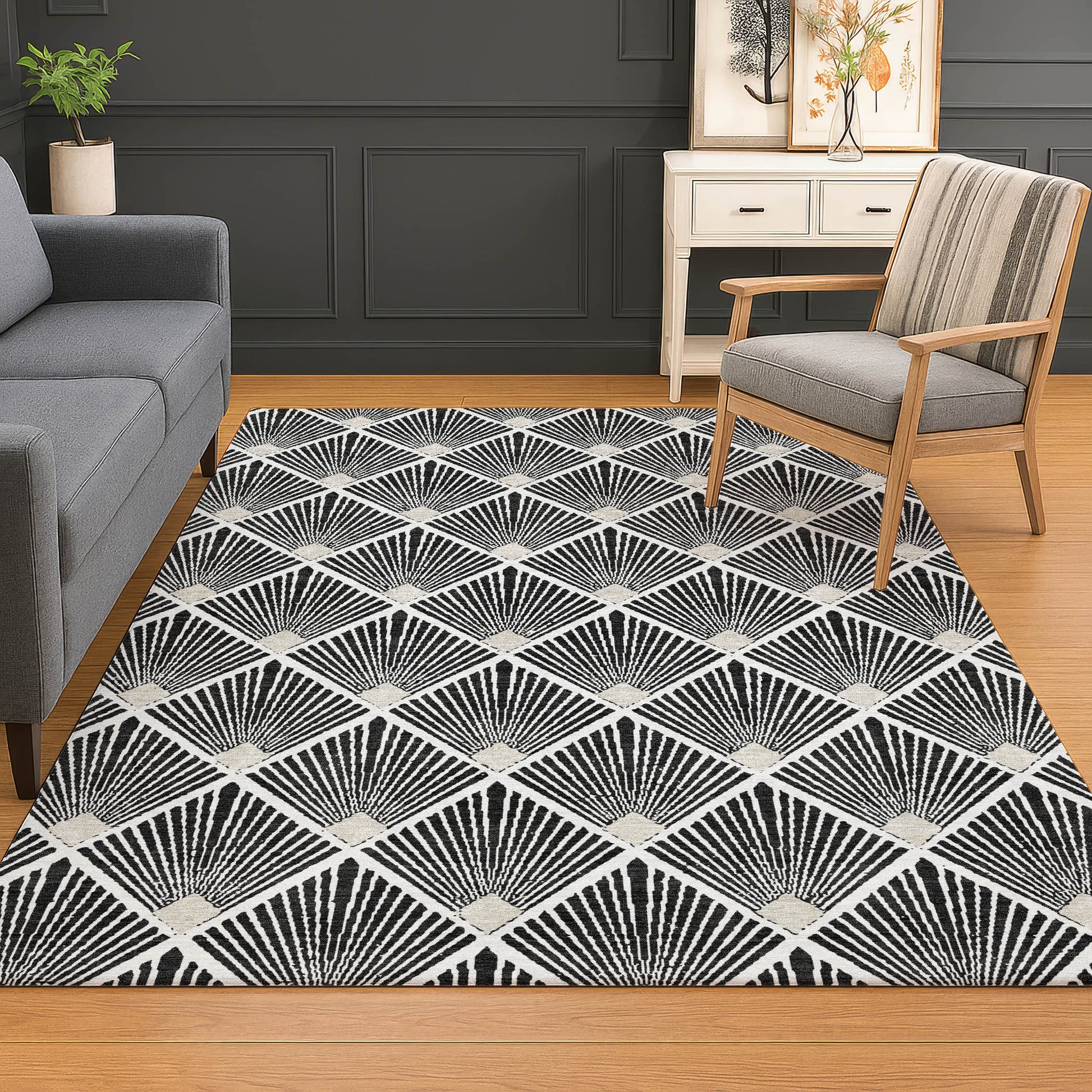Dalyn Rugs The Reserve  Black  Geometric