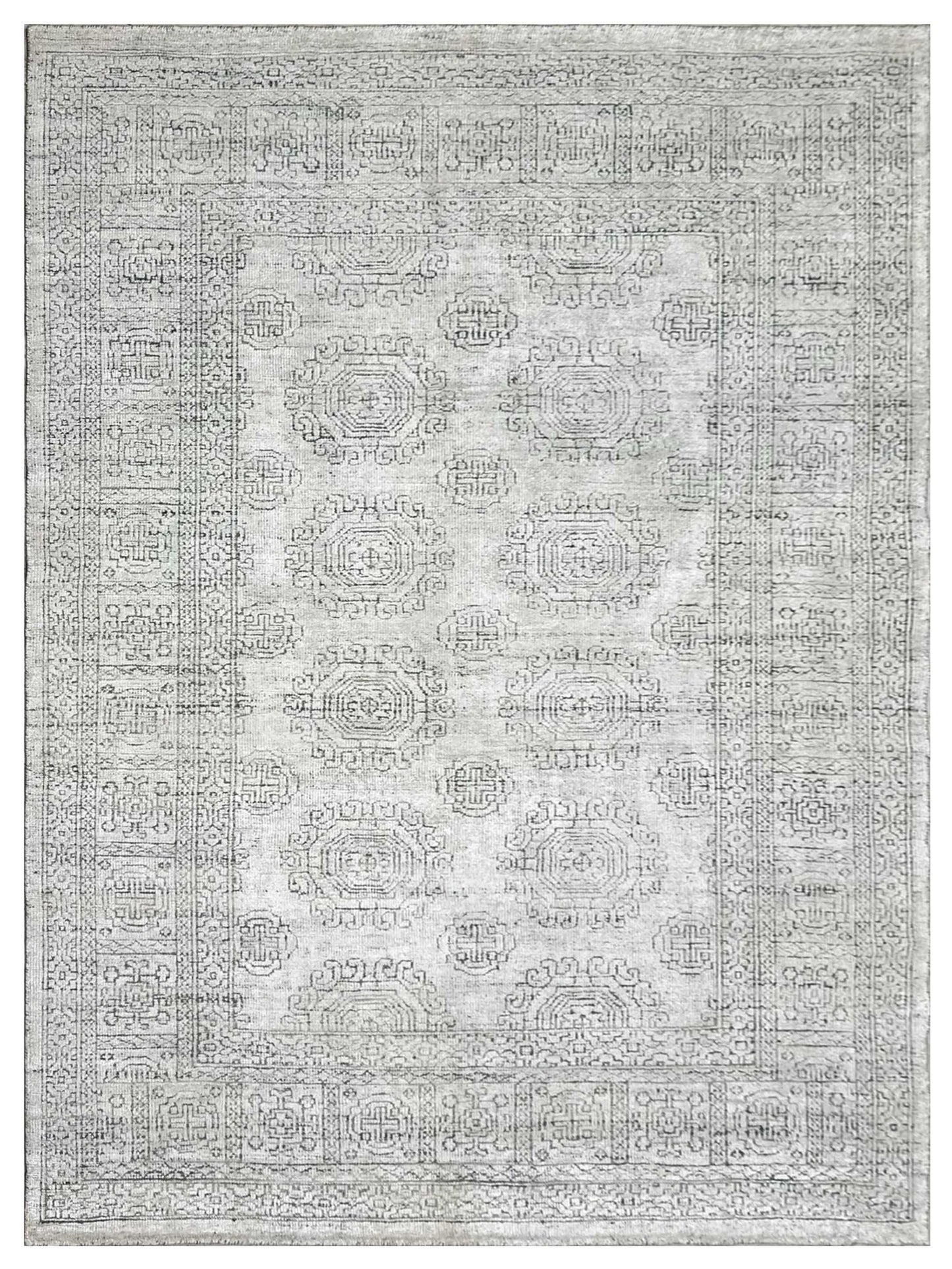 Artisan Serenade  Green Ivory Transitional Knotted Rug