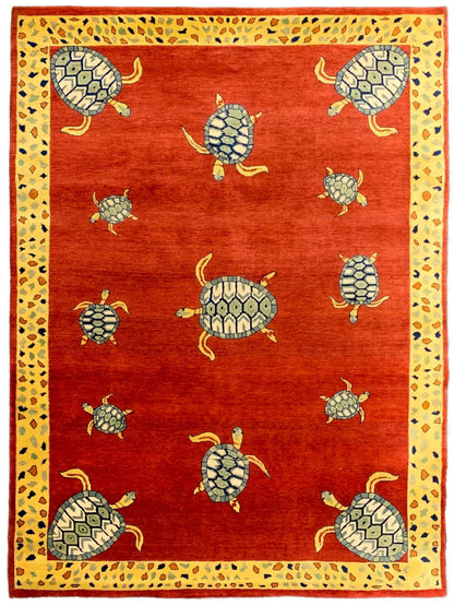 Artisan Lorraine Red Gold Modern Knotted Rug - Rugs - Artisan - Atlanta Designer Rugs