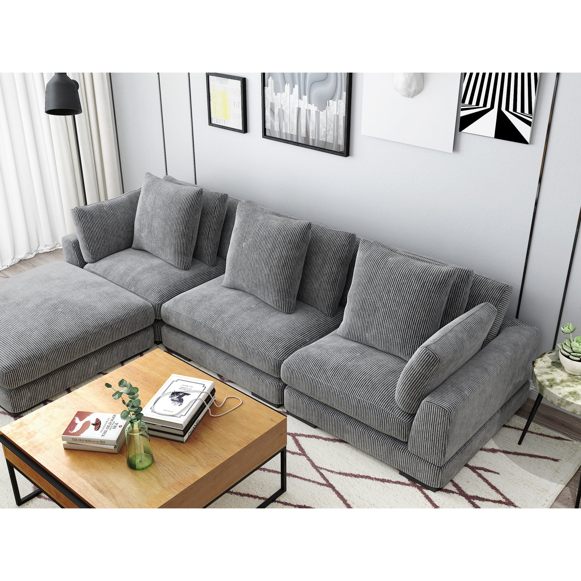 Moes Home Ottomans Tumble Grey Contemporary Furniture