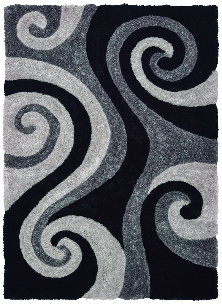 United Weavers Finesse 2100-21570 Black  Shag/Contemporary Machine Made Rug