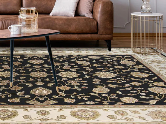 Hand-knotted Wool and Silk rugs, inspired by traditional Kashan art, perfect for any room decor.