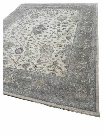 Artisan Julie Ivory Green Smoke Transitional Knotted Rugs