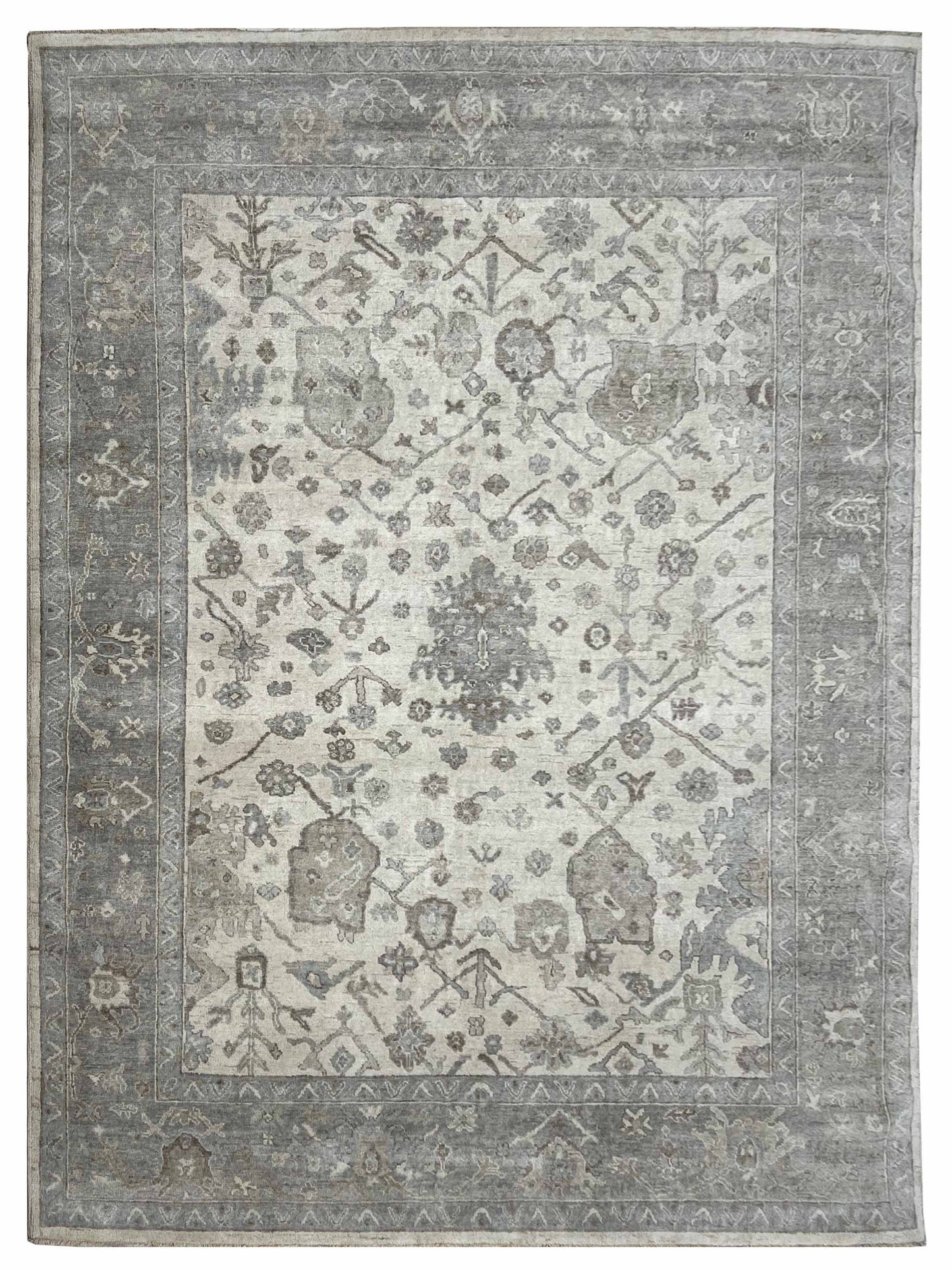 Artisan Julie Ivory Green Smoke Transitional Knotted Rugs