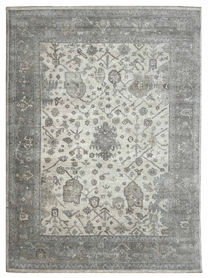 Artisan Julie Ivory Green Smoke Transitional Knotted Rugs