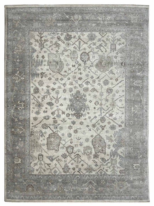 Artisan Julie Ivory Green Smoke Transitional Knotted Rugs
