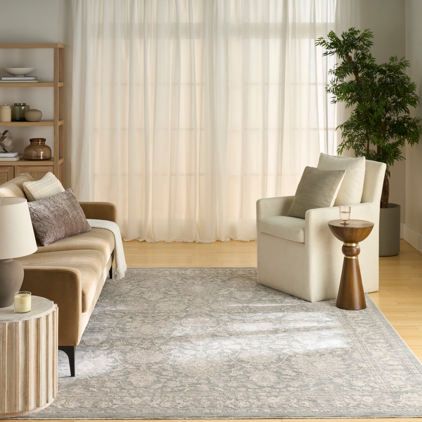 Nourison Home Shadows  Sage Ivory  Traditional