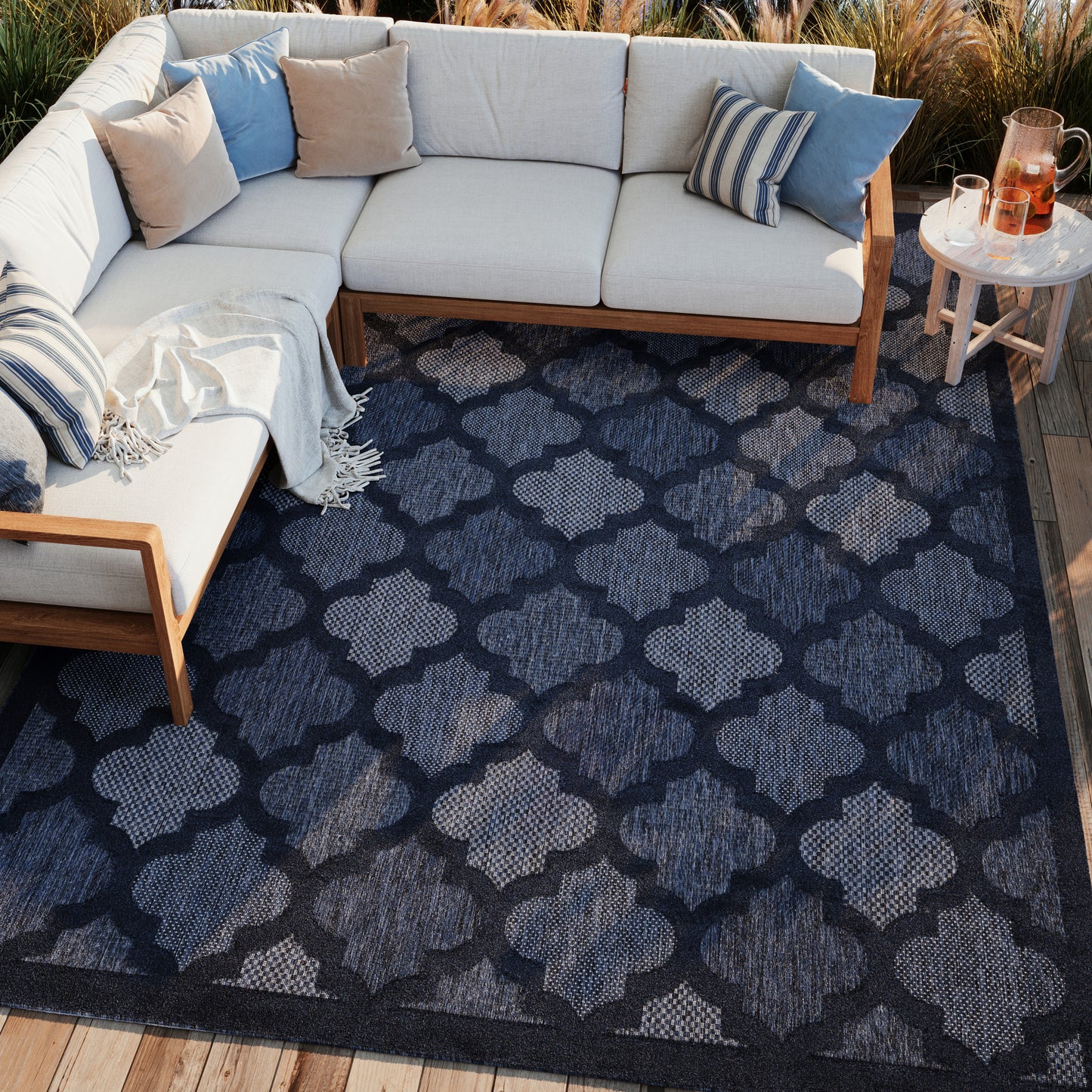 Nourison Home Easy Care  Navy Blue  Contemporary
