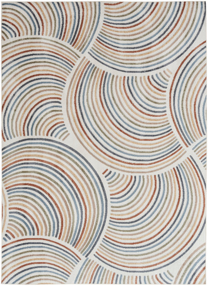 Nourison Home Astra Machine Washable ASW08 Ivory Multicolor Contemporary Power-loomed Rug