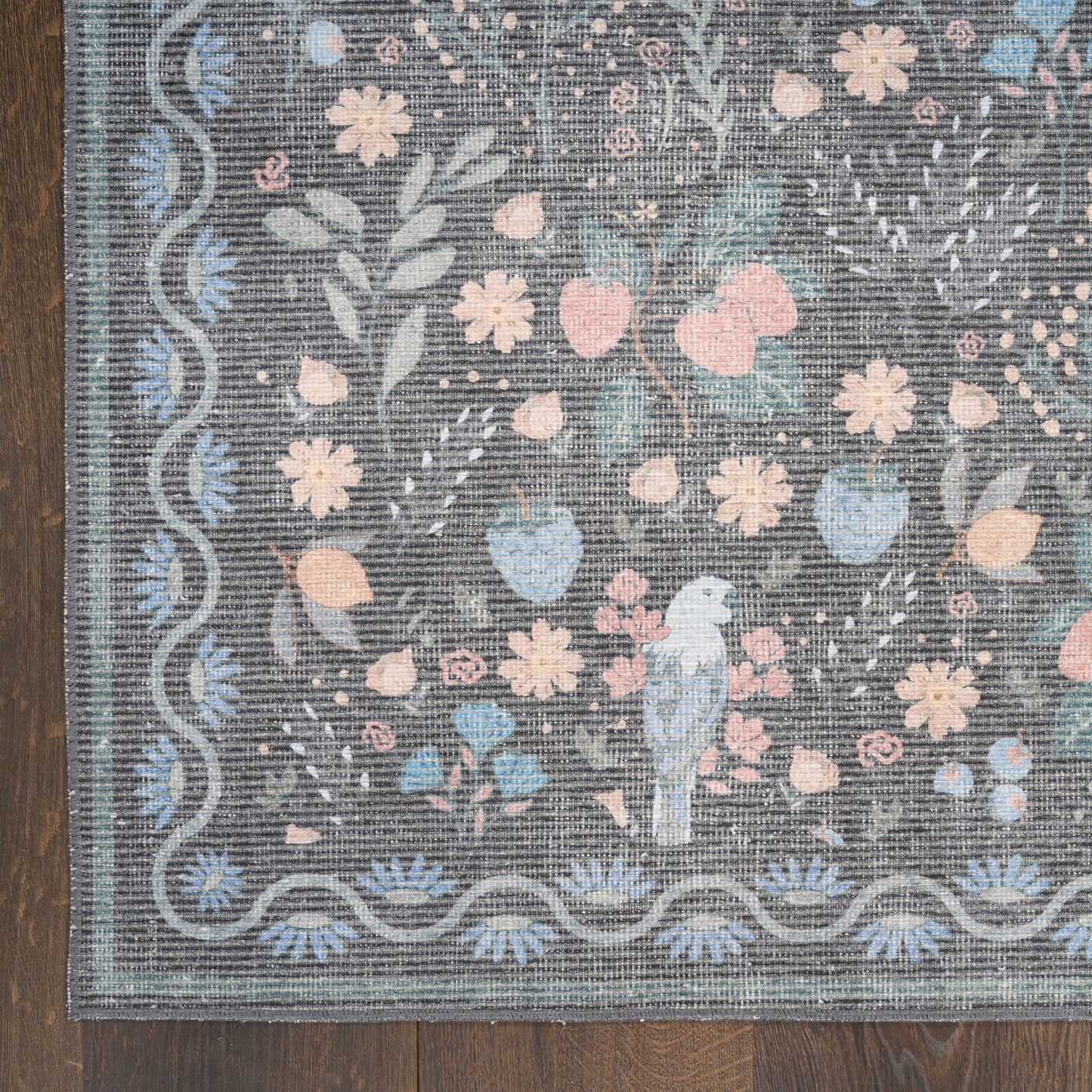 Nourison Home Botanical Washables  Charcoal Multicolor  Contemporary