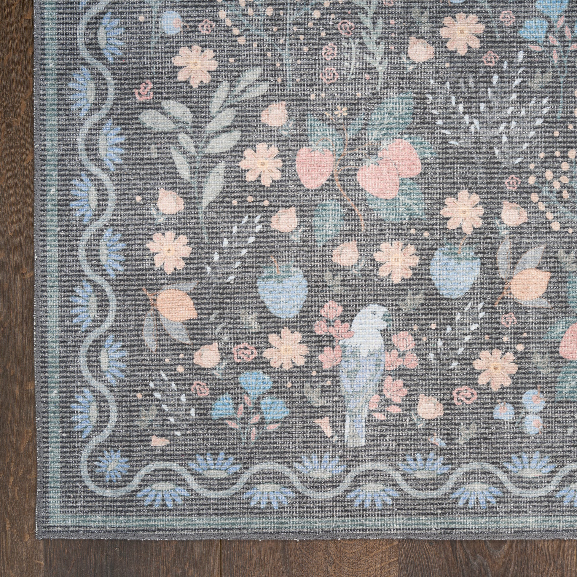 Nourison Home Botanical Washables  Charcoal Multicolor  Contemporary