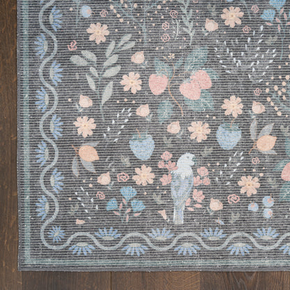 Nourison Home Botanical Washables  Charcoal Multicolor  Contemporary