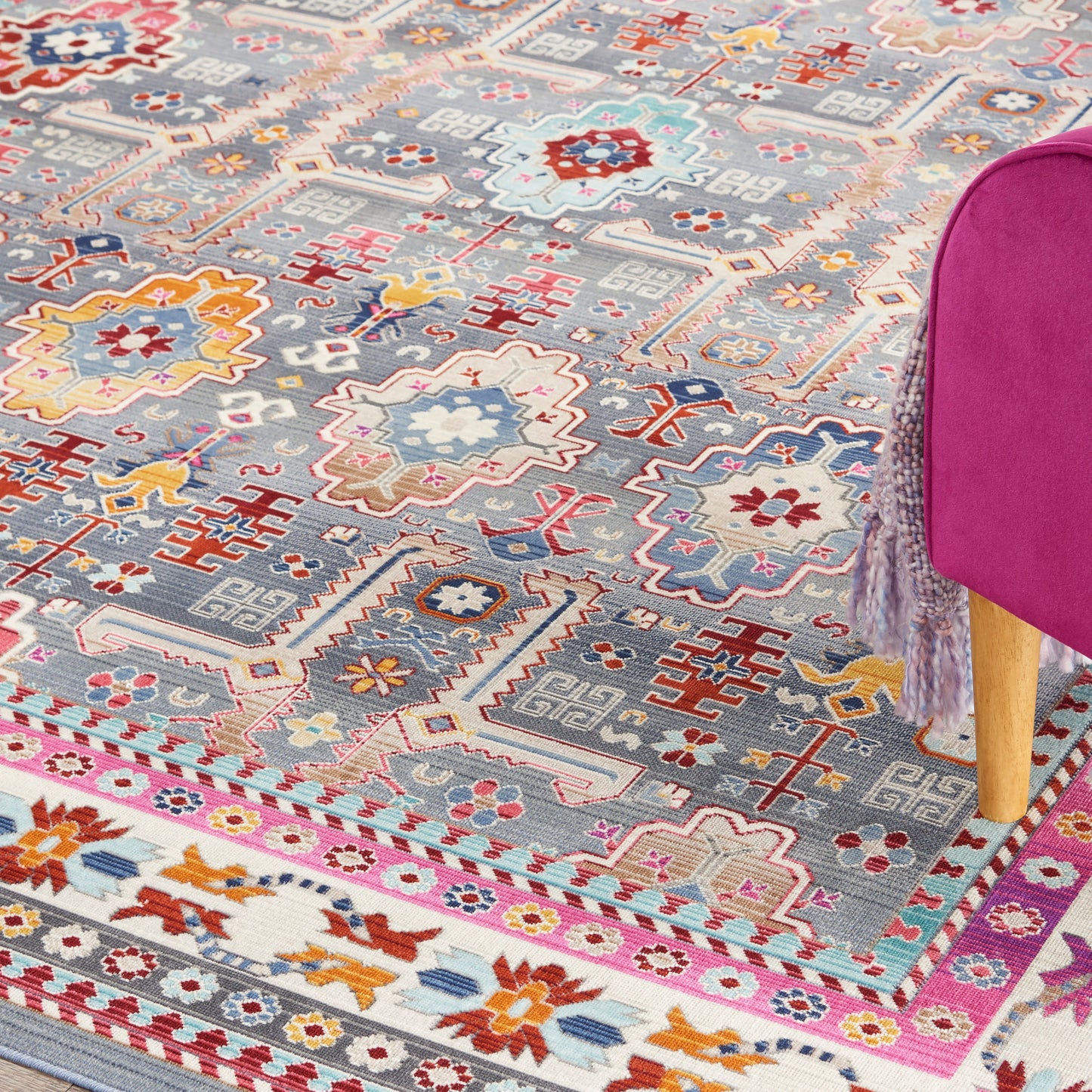 Nourison Home Vintage Kashan  Grey Multi  Transitional