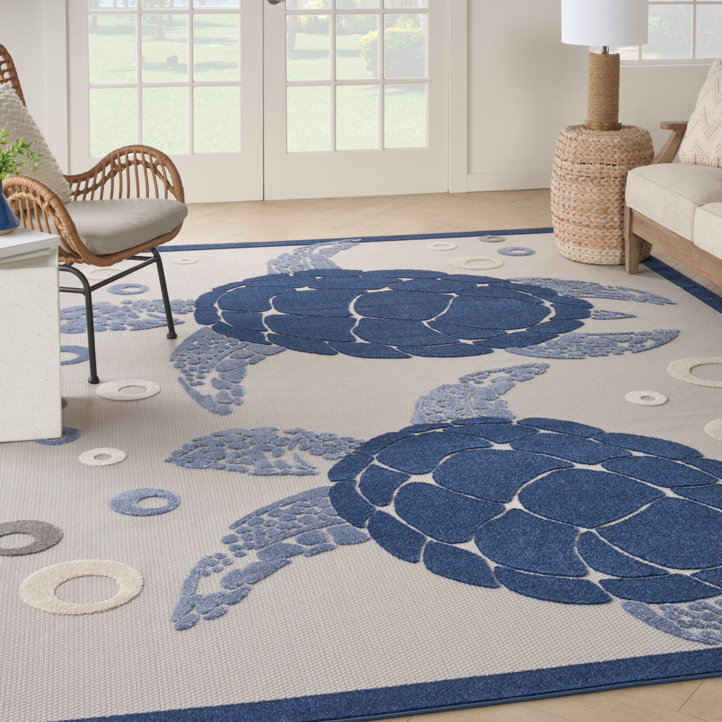 Nourison Home Aloha  Navy Blue  Contemporary