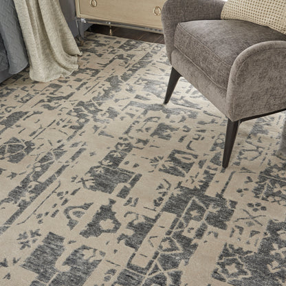 Nourison Home Silk Shadows  Ivory Grey  Transitional