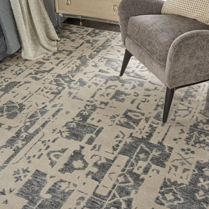 Nourison Home Silk Shadows  Ivory Grey  Transitional