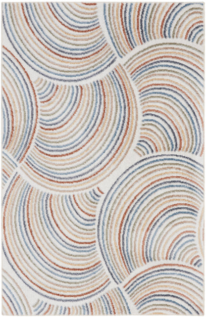 Nourison Home Astra Machine Washable ASW08 Ivory Multicolor Contemporary Power-loomed Rug