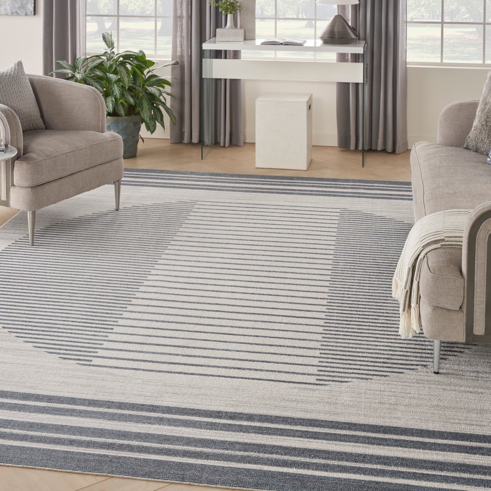 Nourison Home Astra Machine Washable  Ivory Blue  Contemporary