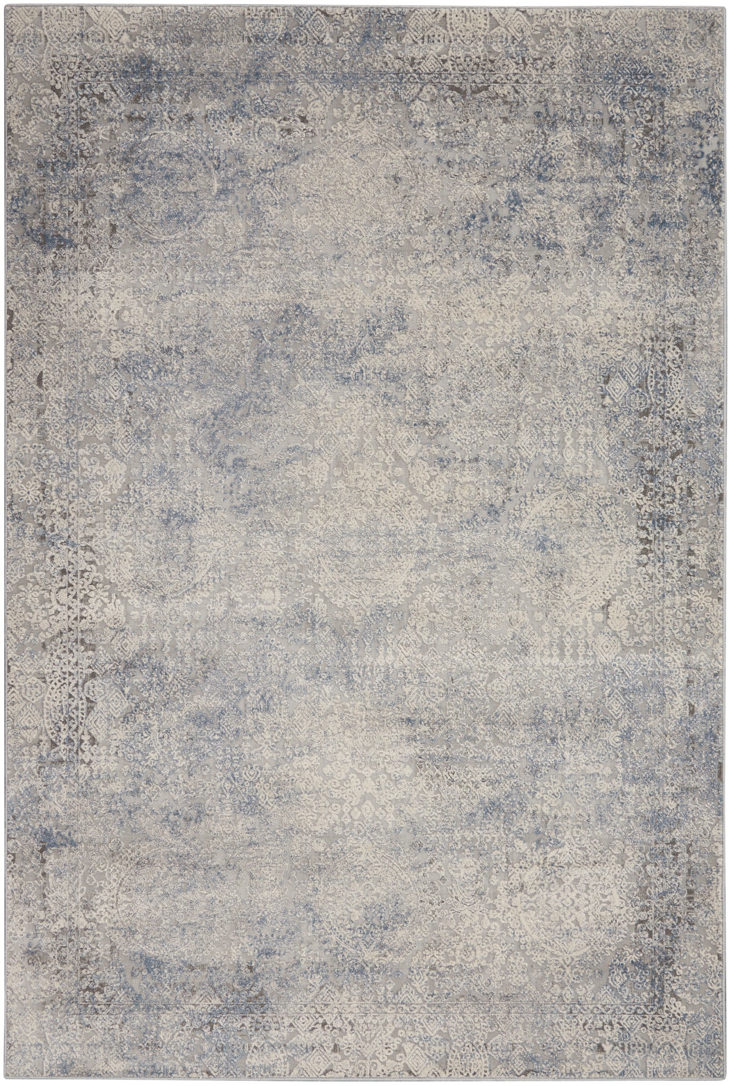 Nourison Home Rustic Textures RUS09 Ivory Light Blue Contemporary Power-loomed Rugs
