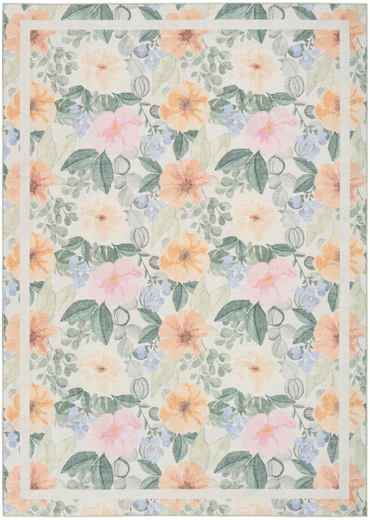Nourison Home Botanical Washables  Ivory Multicolor  Contemporary
