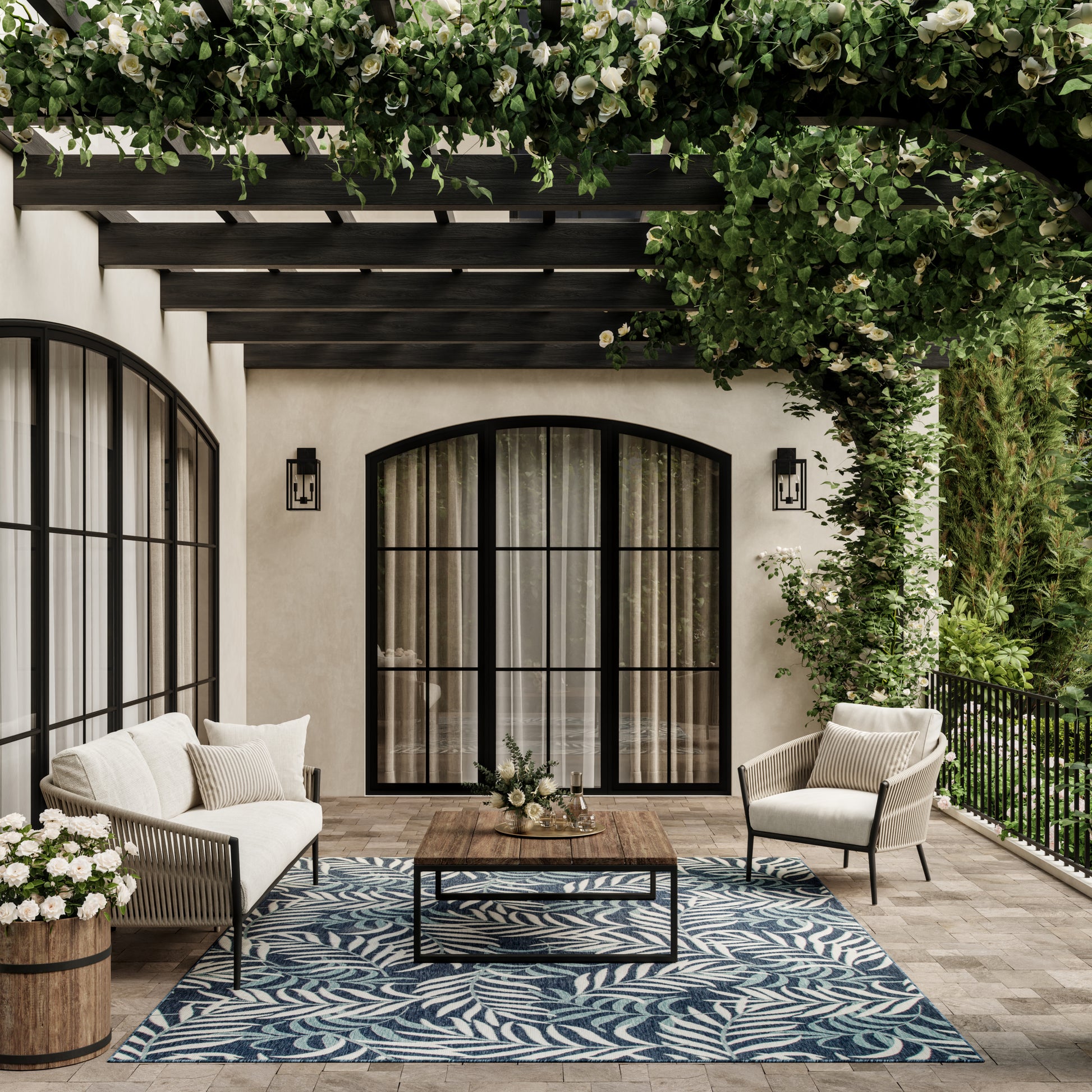 Nourison Home Garden Oasis  Navy  Contemporary