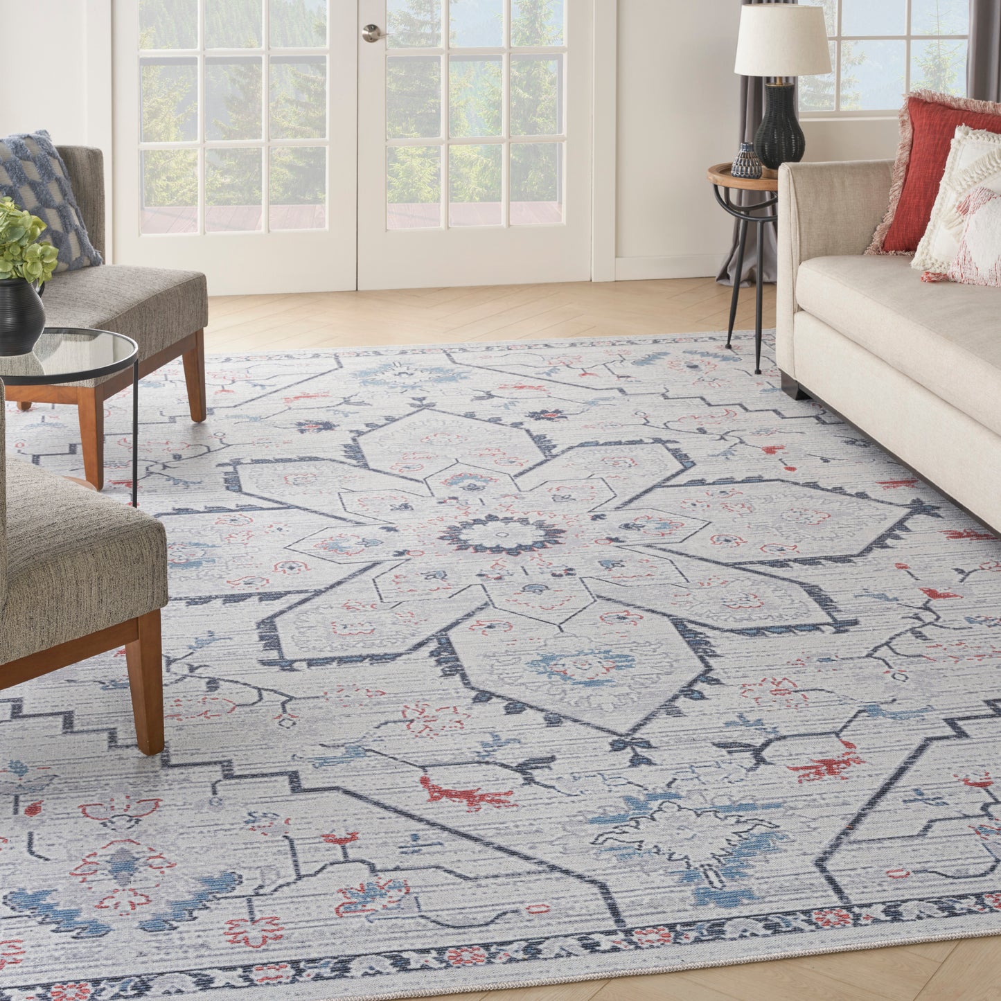 Nourison Home New Concept Washables  Ivory Blue  Contemporary