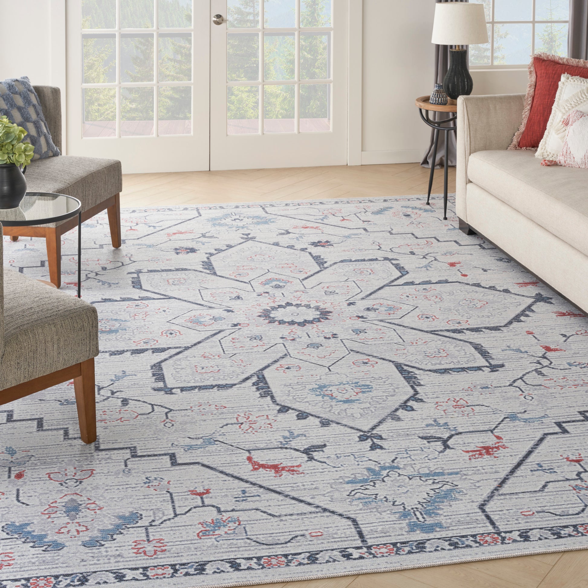 Nourison Home New Concept Washables  Ivory Blue  Contemporary