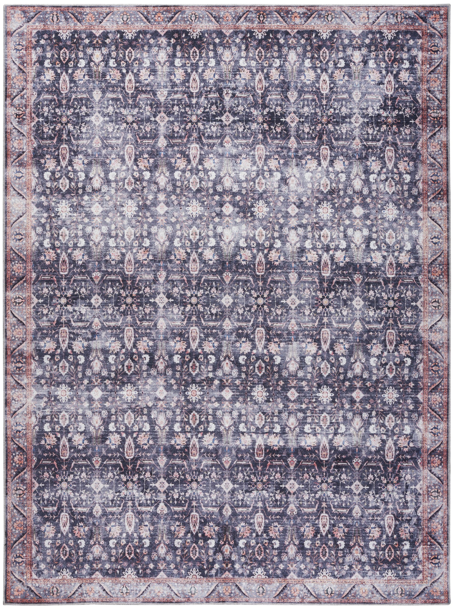 Nourison Home Grand Washables GRW06 Navy Ivory Traditional Power-loomed Rug