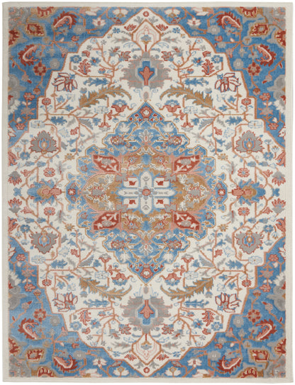 Nourison Home Elation ETN09 Ivory Blue Traditional Power-loomed Rug