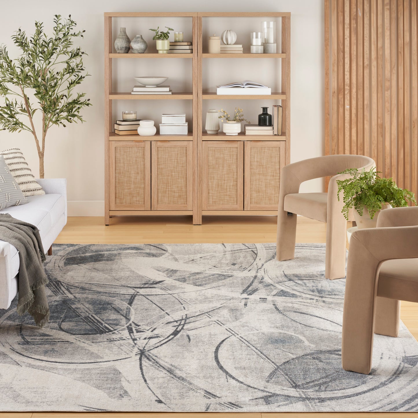 Nourison Home Astra Machine Washable  Silver Blue  Contemporary